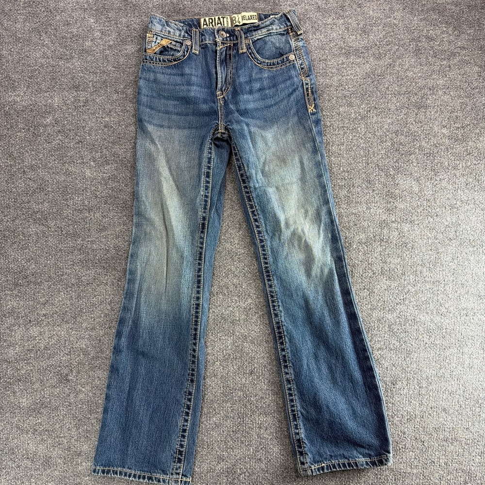 Ariat B4 Relaxed Boundary Boot Jeans Cowgirl Western Dakota Denim 10 Kids/Girls